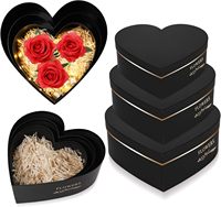 Custom Hart Bloembak Met Gouden Logo Moeder Dag 3 Stuks Per Set Zwart Roze Bloembak Voor Valentijnsdag Cadeau In De Uitverkoop