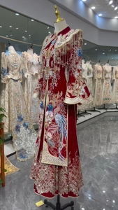 Vestido <span class=keywords><strong>de</strong></span> <span class=keywords><strong>Novia</strong></span> Chino Xiuhe, Cheongsam Rojo con Bordado a Mano y Cuentas 3D, Vestido <span class=keywords><strong>de</strong></span> <span class=keywords><strong>Novia</strong></span> Tradicional Chino para <span class=keywords><strong>Novia</strong></span> Asiática - Product Image 4