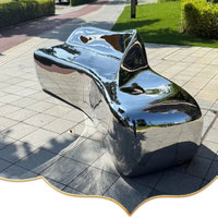 Artisanat en métal paysager, sculpture en forme de galet en acier inoxydable décorative pour jardin extérieur, cour, personnalisée