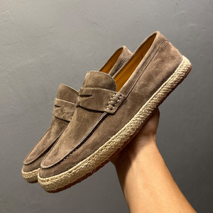 Mocassins en daim marron à enfiler, talon bas, respirants, pour homme, chaussures de conduite, couleur unie, décontractées - Product Image 1