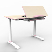 Bureau d'étude électrique inclinable pour enfants, réglable en hauteur, avec étagère, 3 moteurs, ergonomique, rose et bleu