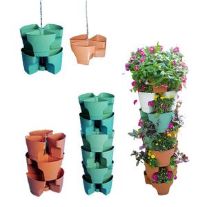 Torre de Jardinería Vertical Apilable de 3 Pétalos para el Hogar, con <span class=keywords><strong>Autorriego</strong></span>, de Altura Ajustable, para Colgar en la Pared, Multiusos - Product Image 2