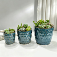 Ensemble de 3 pots de fleurs en céramique à glaçure réactive, style nordique moderne, pour intérieur et extérieur