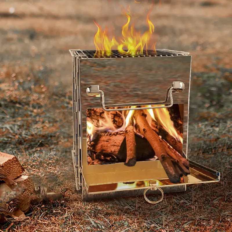 Campeggio all'aperto mini barbecue multifunzionale grill fornello quadrato per legna da ardere per uso domestico fornello per barbecue pieghevole a mano portatile