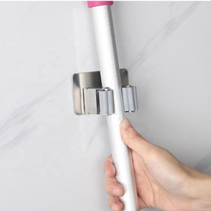 Crochet mural multifonctionnel en acier inoxydable, support d'organisation sans perçage, porte-balai, porte-serpillière, support de rangement, crochet mural - Product Image 3