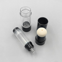 Bouteille de pompe de lotion sans air en plastique de luxe de 15ml vide cosmétique sans air avec manipulation de surface d'impression d'écran et pulvérisateur de pompe