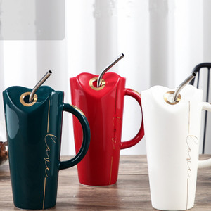 Canecas de Cerâmica Solhui <span class=keywords><strong>Cute</strong></span> Love para Café e Chá com Canudo, Melhor Presente de Aniversário para Amigos e Amantes - Product Image 6