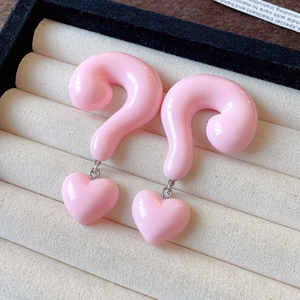 MUXCOR Wholesale Fancy Fashion <strong>Jewellery</strong> for Ladies Exaggerated Resin Question Mark Heart Anti-allergy Needles Earrings - Product Image 2