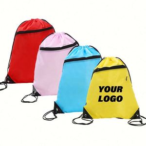 Wholesale 210d Polyester <b>Drawstring</b> <b>Backpack</b> Bag Custom Logo <b>Drawstring</b> Sports Gym Storage with Zipper for Shopping - Product Image 1