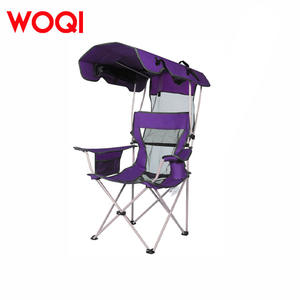 Chaise pliante de camping Woqi Awning avec porte-gobelet, chaise de plage pare-soleil, couleur personnalisable, matériau polyester - Product Image 1