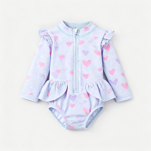 <span class=keywords><strong>Maillot</strong></span> <span class=keywords><strong>de</strong></span> <span class=keywords><strong>bain</strong></span> une pièce pour fillette, motif cœur, à volants, manches longues, protection solaire, vente en gros ODM, maillots <span class=keywords><strong>de</strong></span> <span class=keywords><strong>bain</strong></span> personnalisés pour enfants pour les commandes importantes - Product Image 1