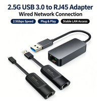 Adaptador Gigabit Ethernet Externo Inalámbrico USB 3.0 de 2.5G para Juegos, Laptop, Switch, PC de Escritorio - En Stock