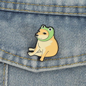 Cheems Shiba Inu เข็มกลัดเคลือบรูปกบคอสเพลย์การ์ตูนน่ารักสำหรับสุนัขเข็มกลัดโลหะกระเป๋าเป้สะพายหลังมีปกเครื่องประดับของขวัญขายส่ง - Product Image 1