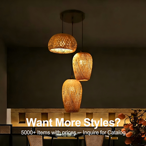 Lampes LED, Nouveau luminaire suspendu en bambou et <span class=keywords><strong>rotin</strong></span>, abat-jour ondulé, E27, pour salle à manger, lustre suspendu, lanterne - Product Image 3