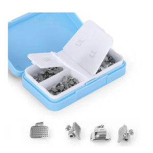 Tam tıbbi ortodontik ilk <span class=keywords><strong>Molar</strong></span> Buccal tüp <span class=keywords><strong>0.022</strong></span> 0.018 MBT <span class=keywords><strong>ROTH</strong></span> diş hekimi kullanımı için braketi seti manuel çelik braketler - Product Image 3