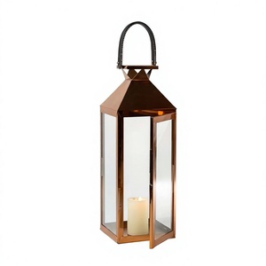 Farol de Ramadán de Lujo en Metal y Vidrio para Decoraciones de Eid, Portavelas de Estilo Árabe, Decoración Islámica para el Hogar - Product Image 1