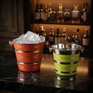 Colorful Mini Size Stainless Steel Metal Ice Storage Bucket Round Shape Food Contact Safe Eco-Friendly at Low Price in India - Product Image 3