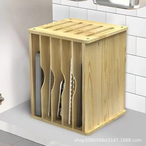 Wooden Kitchen <b>Plate</b> Rack Multi Tiered Solid Wood Cookware Storage Organizer For Kitchen <b>Standing</b> Type Rectangle Design - Product Image 4