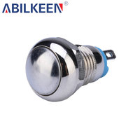 Interrupteur à bouton-poussoir momentané bombé 8 mm 1NO, étanche, en métal, en acier inoxydable