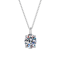 Parure de bijoux en argent sterling S925 avec moissanite ovale taille D couleur VVS1 1CT 2CT, collier, bague et boucles d'oreilles classiques à quatre griffes, certificat GRA