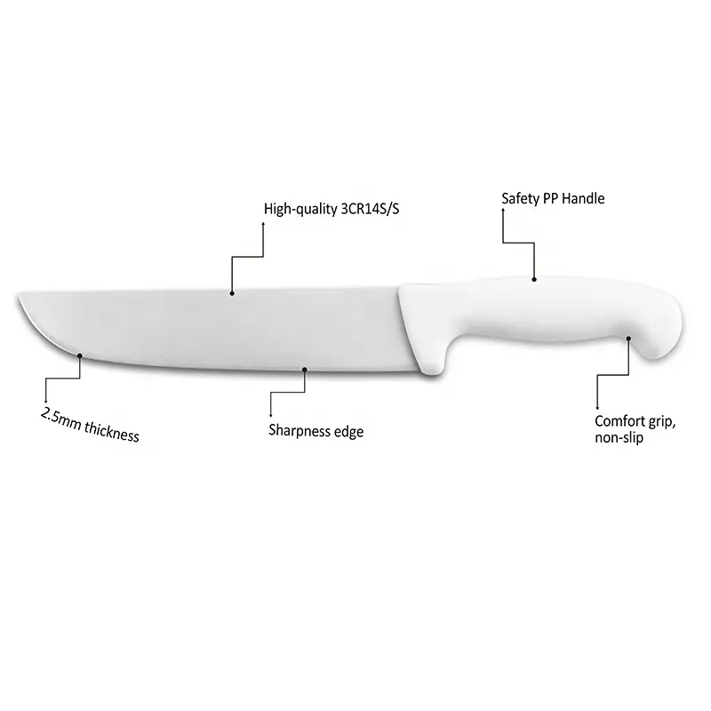 Good Quality Stainless Steel 3CR14 Blade Plastic PP Handle 10'' Butcher Knife Kitchen Meat And Vegetable Cleaver Knife