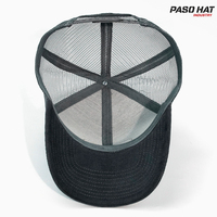 Gorra Trucker de 5 Paneles de Pana y Malla con Logotipo Personalizado, Parche Bordado en 3D, Gorra de Béisbol Vintage con Cierre a Presión