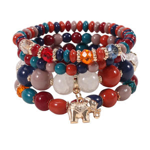 <b>Beaded</b> <b>Bracelets</b> With Elephant Charm Bohemian Style Women's Fashion Jewelry Multi Layer Stretch <b>Bracelet</b> Set - Product Image 5