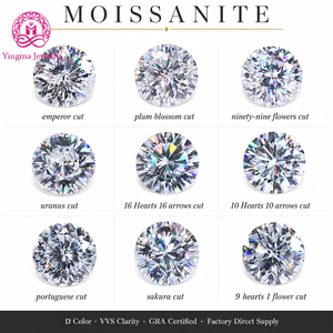 Pierres de Moissanite Blanches en Vrac 1CT 2CT 3CT 5CT – Taille Portugaise / Cœurs et Flèches / Fleur – Simili Diamant - Product Image 1