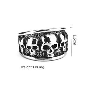 Готическое украшение из нержавеющей стали, байкерское украшение, мужское винтажное кольцо с черепом, хип-хоп украшение с черепом - Product Image 6