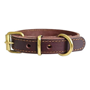 पूर्ण अनाज गाय चमड़े का कुत्ता कॉलर-समायोज्य विंटेज शैली, कुत्तों के लिए टिकाऊ और कालातीत डिजाइन - Product Image 1