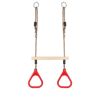 Barre de trapèze réglable en <span class=keywords><strong>bois</strong></span> pour enfants Jiayi avec anneau de balançoire à corde - Product Image 1