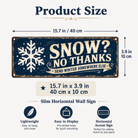 Plaque Métallique Vintage Personnalisable en Gros - 'Let It Snow' - Décoration de Noël Rétro - Étanche et Écologique - 4x16 Pouces - Amusante