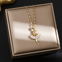 Collier pendentif danseuse de ballet élégant haut de gamme en acier titane pour femme, chaîne de clavicule, best-seller transfrontalier