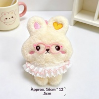 Pendentif Lapin en Peluche OEM Adorable, Poupée Lapin de 16 cm avec Cœur Sonore, Porte-clés Animal, Décoration de Sac