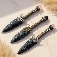 Flèches en obsidienne de haute qualité, modèle de couteau de l'âge de pierre, obsidienne martelée à la main, dague en cristal, amulette, souvenirs, cadeaux