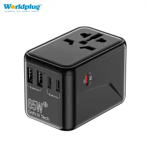 Worldplug Cargador de viaje de carga rápida Adaptadores GaN Universal World Travel Adaptador de corriente Enchufe de pared