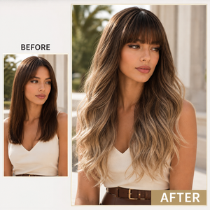 Perruque synthétique ondulée blonde cendrée résistante à la chaleur, avec <span class=keywords><strong>frange</strong></span>, pour femme, usage quotidien, vente directe usine - Product Image 2