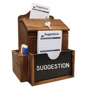 Boîte aux lettres carrée en bois murale verrouillable |   Boîte à suggestions 2 en 1, porte-stylo pour le bureau et la maison |   Boîte aux lettres décorative