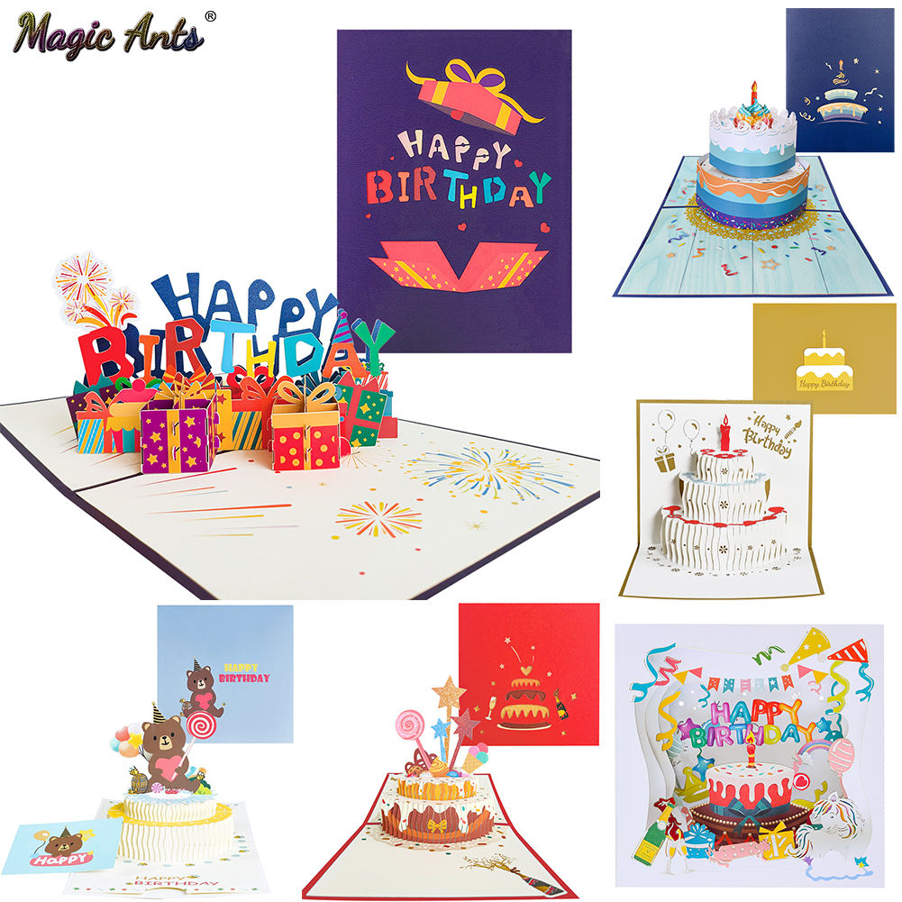 Biglietto Di Auguri Compleanno 3D Con Torta Luminosa E Canzone - Per Donne, Uomini, Bambini, Con Busta Inclusa - Foto 5