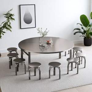 Mesa Plegable Redonda Rústica de Acero Inoxidable 304 para Restaurante, Ligera y Duradera, con Superficie Metálica, para Uso en Interiores y Exteriores - Product Image 1