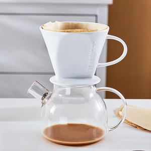 Cafetière à filtre Starbucks en céramique, 4-6 tasses, papier filtre blanc, ensemble de préparation manuelle pour une tasse - Product Image 1