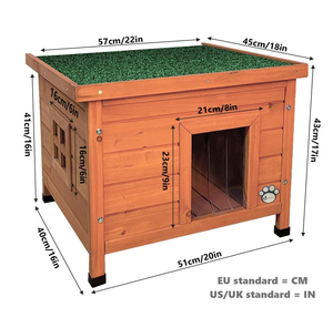 Maison pour chat moderne en <span class=keywords><strong>bois</strong></span> pour jardin, abri extérieur pour chaton avec toit ouvrant résistant à l'eau et fenêtre d'intimité - Product Image 4