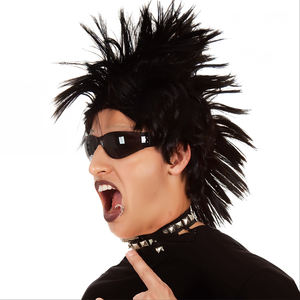 <span class=keywords><strong>Peluca</strong></span> negra con punta Punk para hombres y mujeres estilo Rock Cosplay postizo FIESTA DE Halloween carnaval puesta en escena accesorio de disfraz - Product Image 2