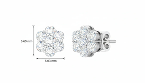 Boucles d'oreilles clous minimalistes en or de haute qualité avec 7 pierres de diamant, motif floral, pour femmes, bijoux fins inspirés de la nature, design épuré - Product Image 2