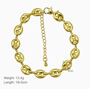 Pulsera de Cadena con Diseño de Nariz de Cerdo Chapada en Oro al por Mayor - Product Image 3