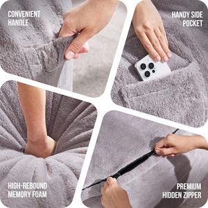 Grigio chiaro comodo in peluche Xxl con sacco a sacco sedie Oversize pouf in morbida pelliccia sintetica con fodere in schiuma <span class=keywords><strong>gigante</strong></span> sacco a pozzetto divano per adulti - Product Image 4