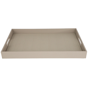 <span class=keywords><strong>Plateau</strong></span> de rangement en similicuir rectangle gris avec poignée - Product Image 3