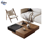 Table basse de style vintage en bois de noyer, design nordique moderne, pour le salon, utilisation domestique, forme carrée, Jinruishengda