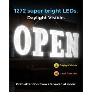 Open Sign 48x17 In Led Neon Light With <b>Remote</b> Control For Storefront Window Display - Product Image 6