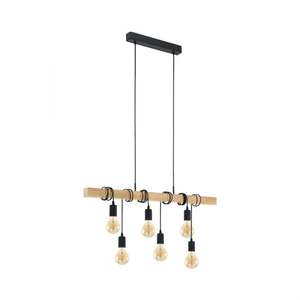 Lampadario TOWNSHEND a 6 Luci, Nero/Marrone, H. 100CM - 6X60W E27 - Product Image 1